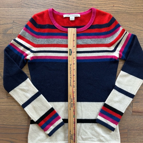 Diane Von Furstenberg 100% Cashmere- Colorful Striped Sweater - Picture 5 of 6